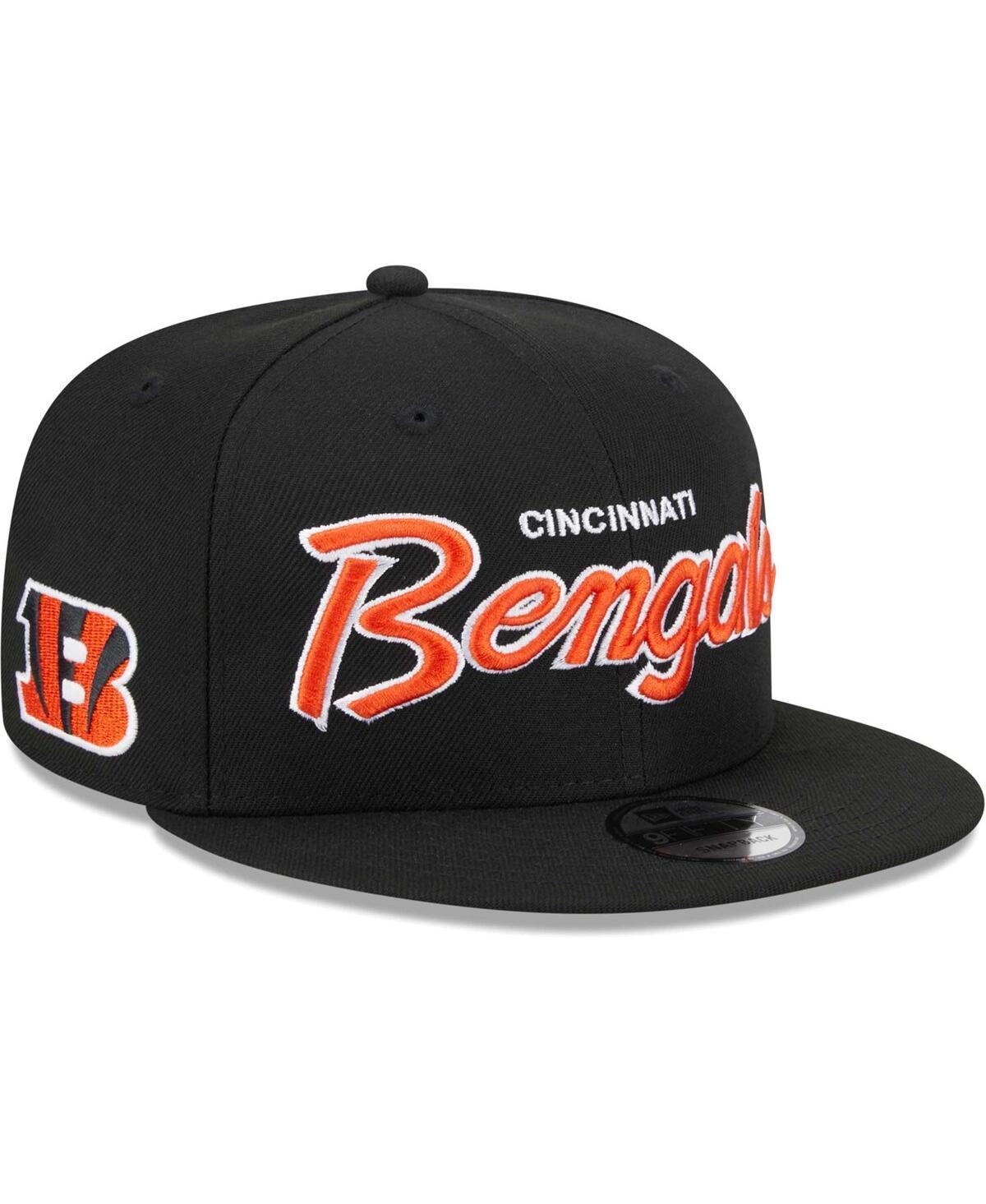 Mens New Era Black Cincinnati Bengals Main Script 9FIFTY Snapback Hat Product Image