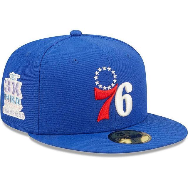 Mens New Era Royal Philadelphia 76ers 3x NBA Finals Champions Pop Sweat 59FIFTY Fitted Hat Product Image