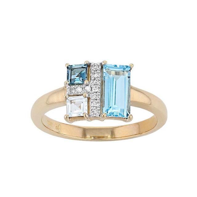 10k Gold Blue Topaz & Diamond Accent Cluster Ring, Womens Product Image