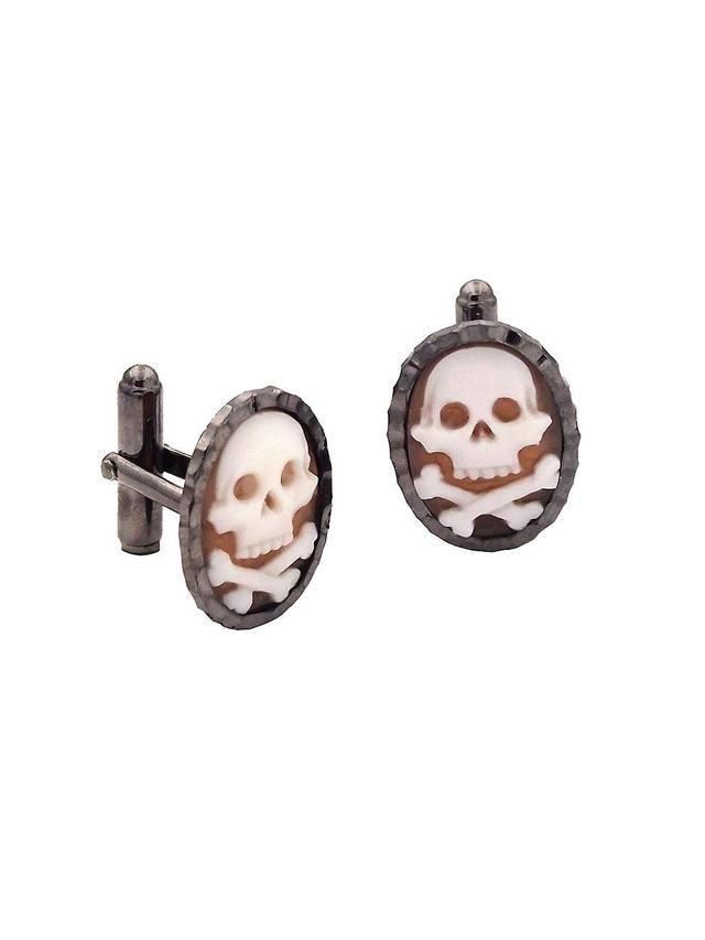 Mens Skull Sterling Silver Cuff Links Product Image