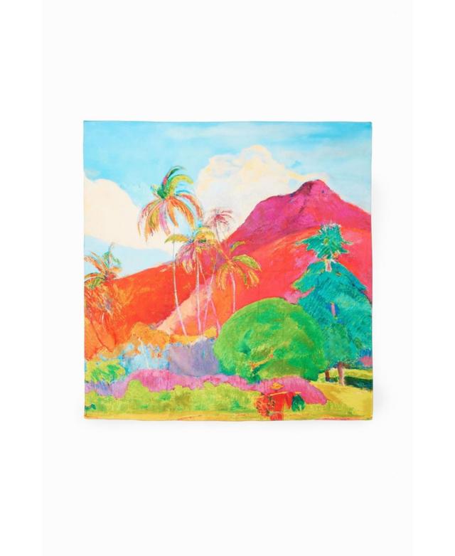 Desigual Womens Scarf with Gauguin landscape print. Product Image