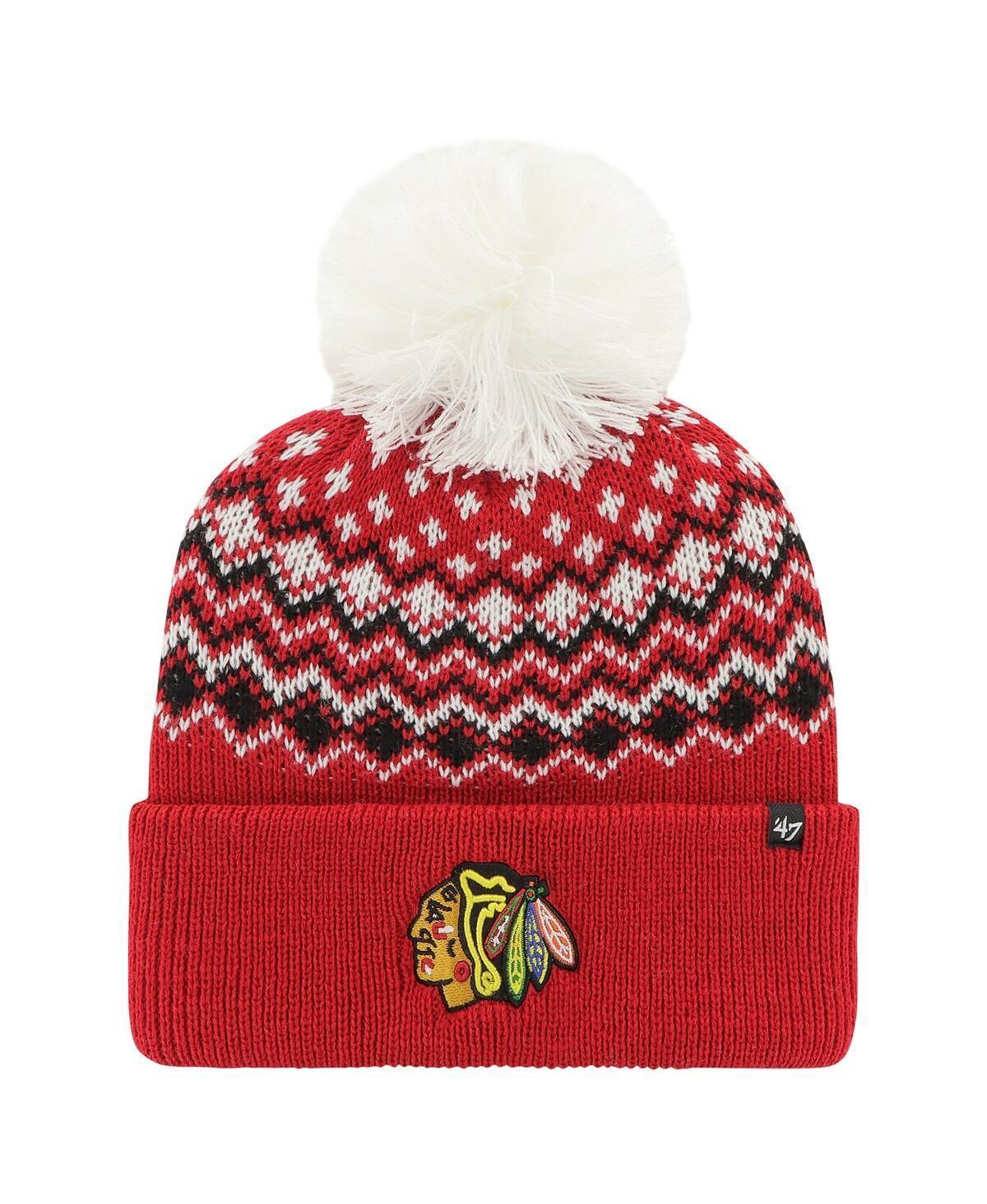 Womens 47 Chicago Blackhawks ElsaCuffed Knit Hat with Pom Product Image