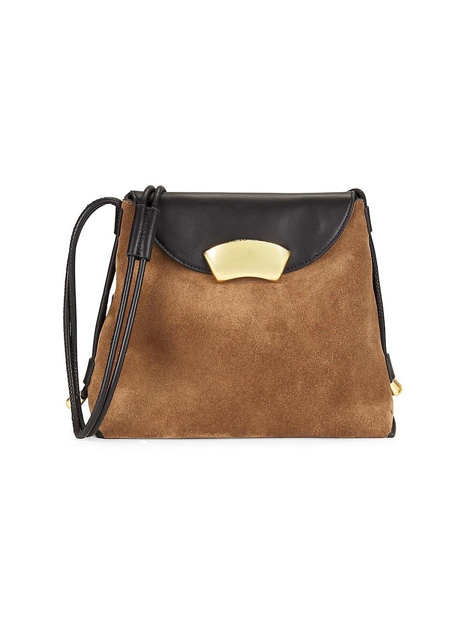 Womens Petite ID Suede & Leather Shoulder Bag Product Image