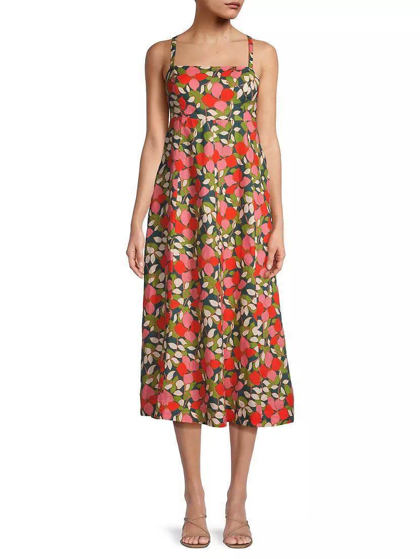 Sandrine Floral Linen Midi-Dress Product Image