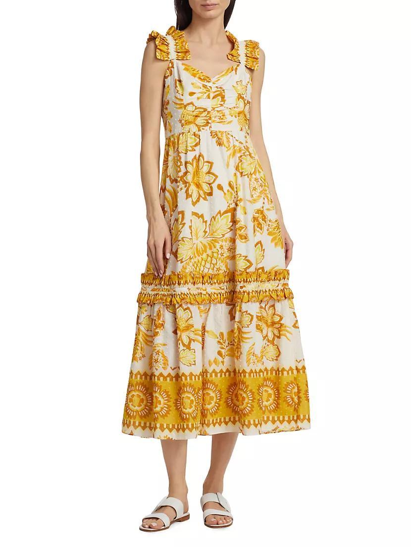 Aura Floral Ruffled Midi-Dress Product Image