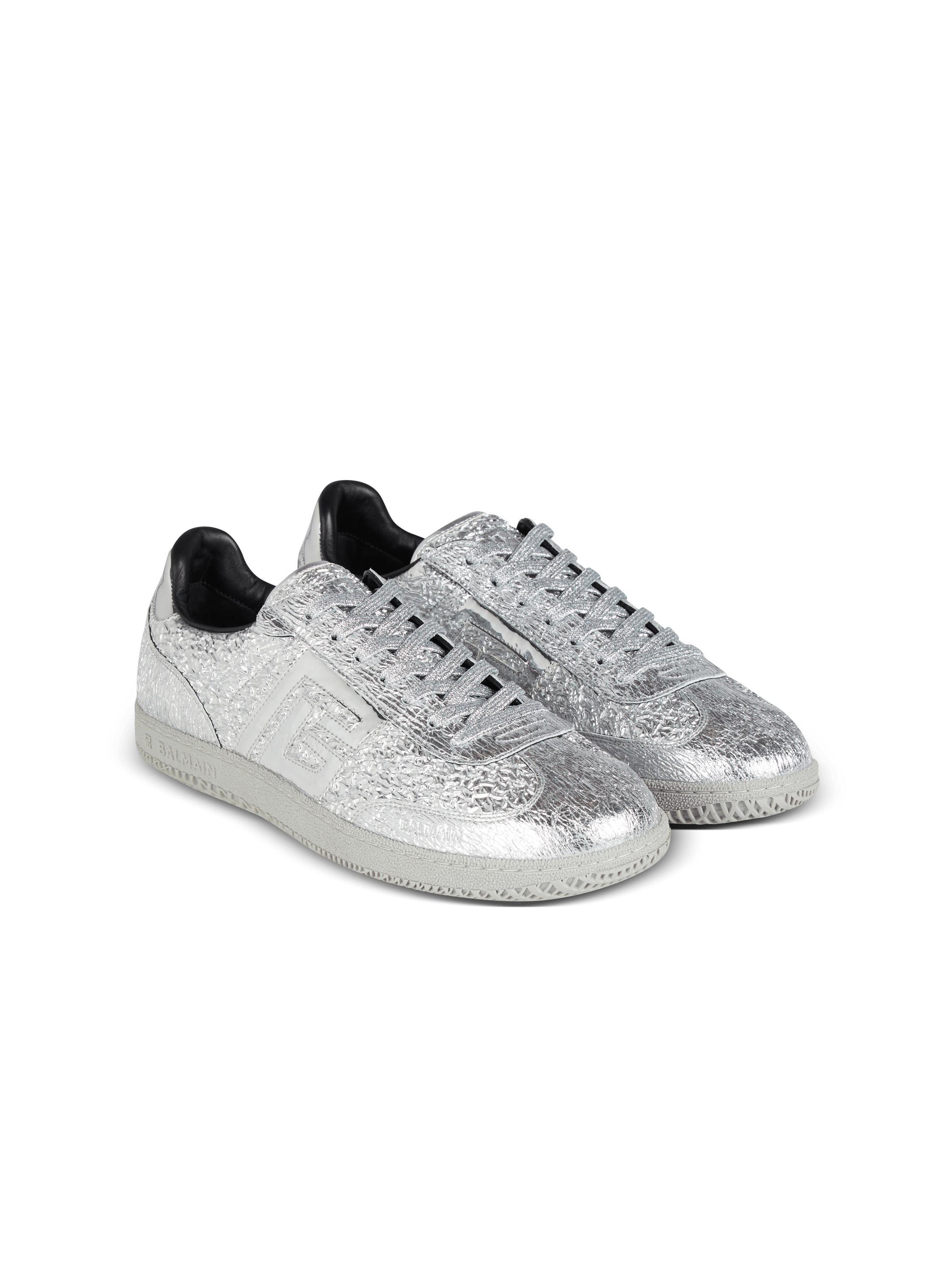 Balmain Swan silver leather sneakers Product Image