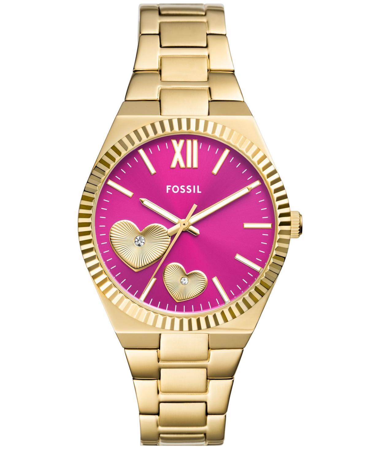 Fossil Womens Scarlette Three-Hand Heart Gold Tone Stainless Steel Bracelet Watch Product Image