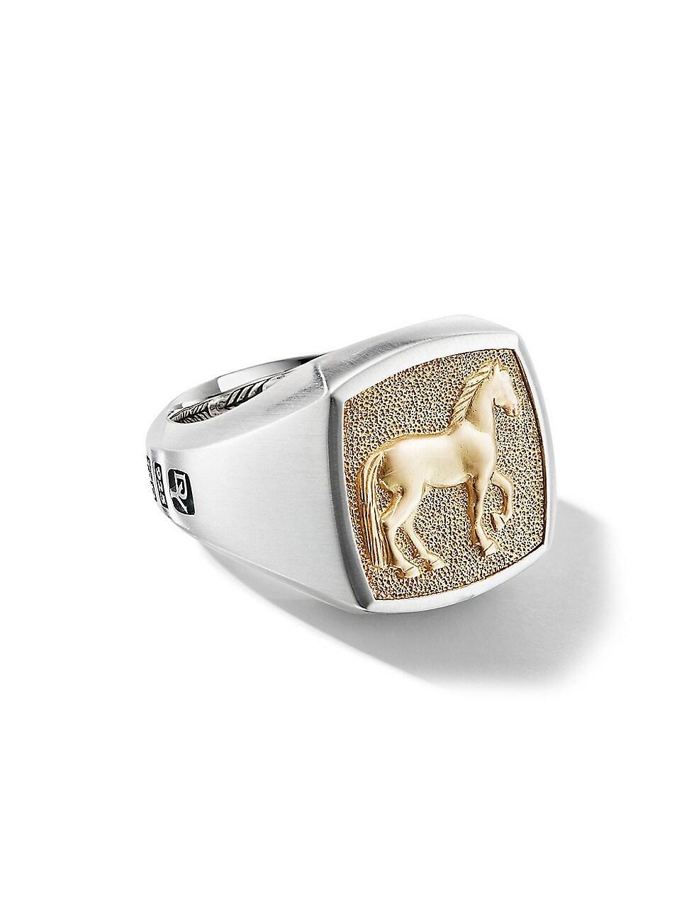 Mens Petrvs Horse Signet Ring in Sterling Silver Product Image