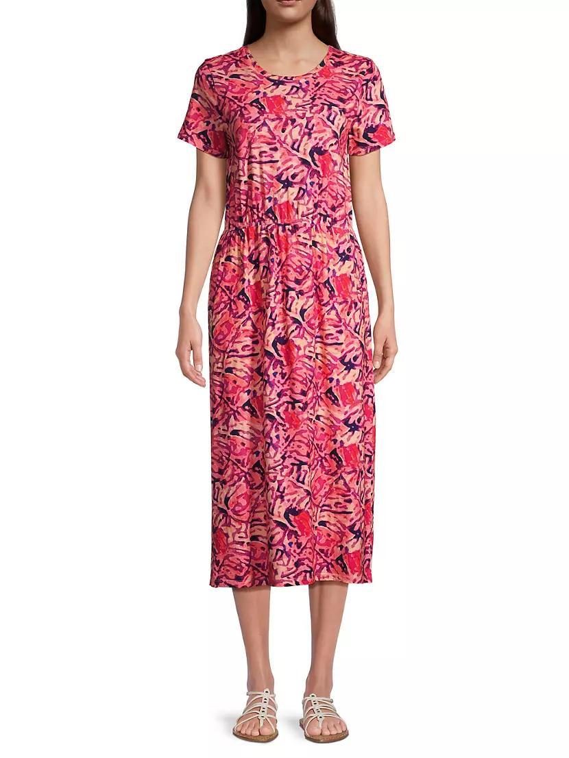 Blurred Floral Cotton Midi-Dress Product Image