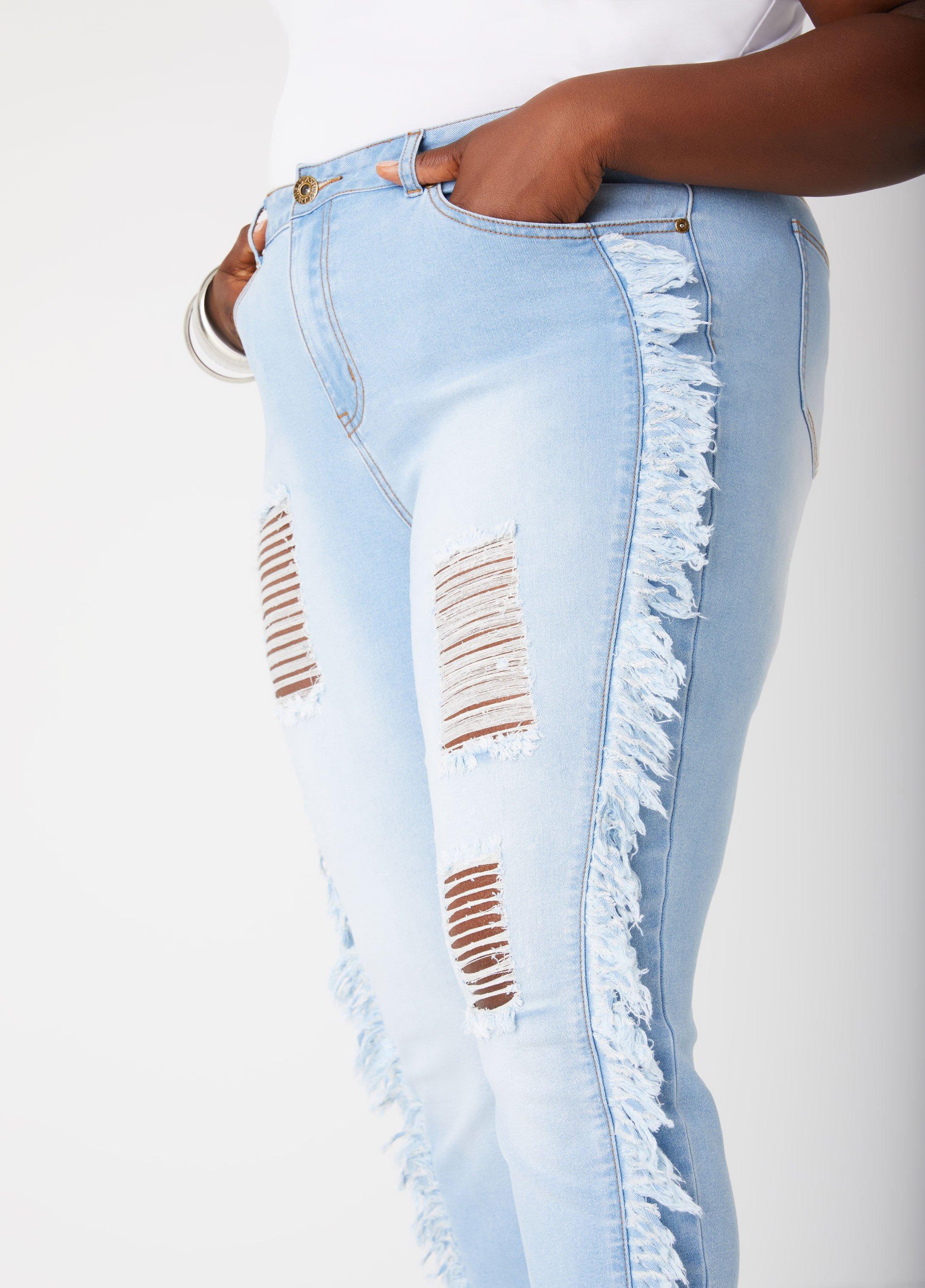 Fringed High Rise Skinny Jeans Product Image