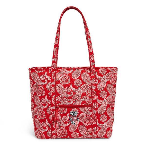 Vera Bradley Collegiate Tote Bag Women in Red/White Bandana with University of Wisconsin Logo Product Image