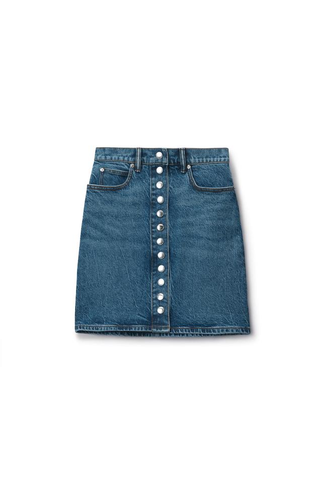 High-waist Miniskirt In Comfort Stretch Denim Product Image