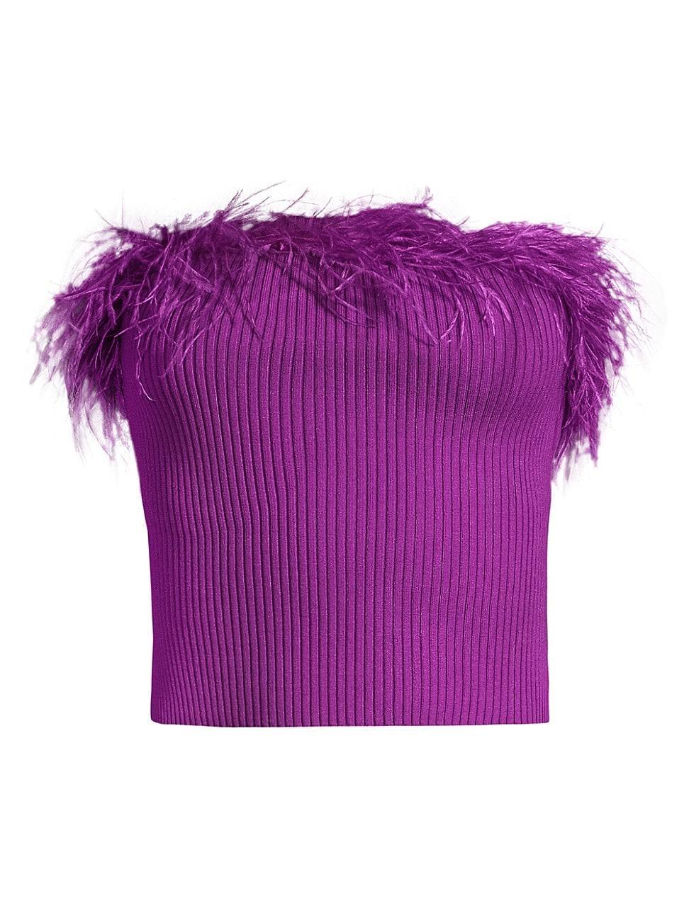 Womens Rib-Knit Feather Tube Top Product Image