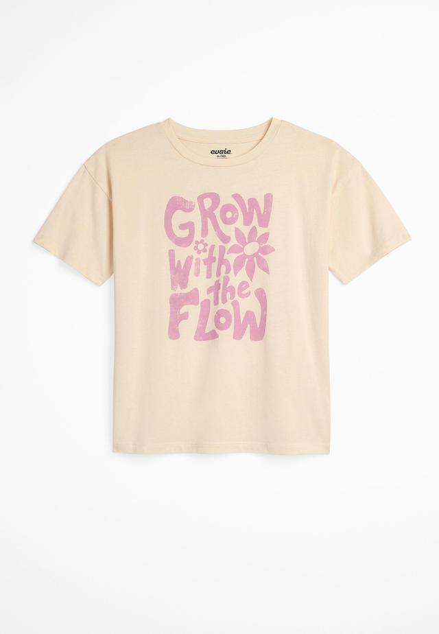 Maurices Womens Xs (8) Size Girls Grow With The Flow Oversized Graphic Tee Beige Product Image