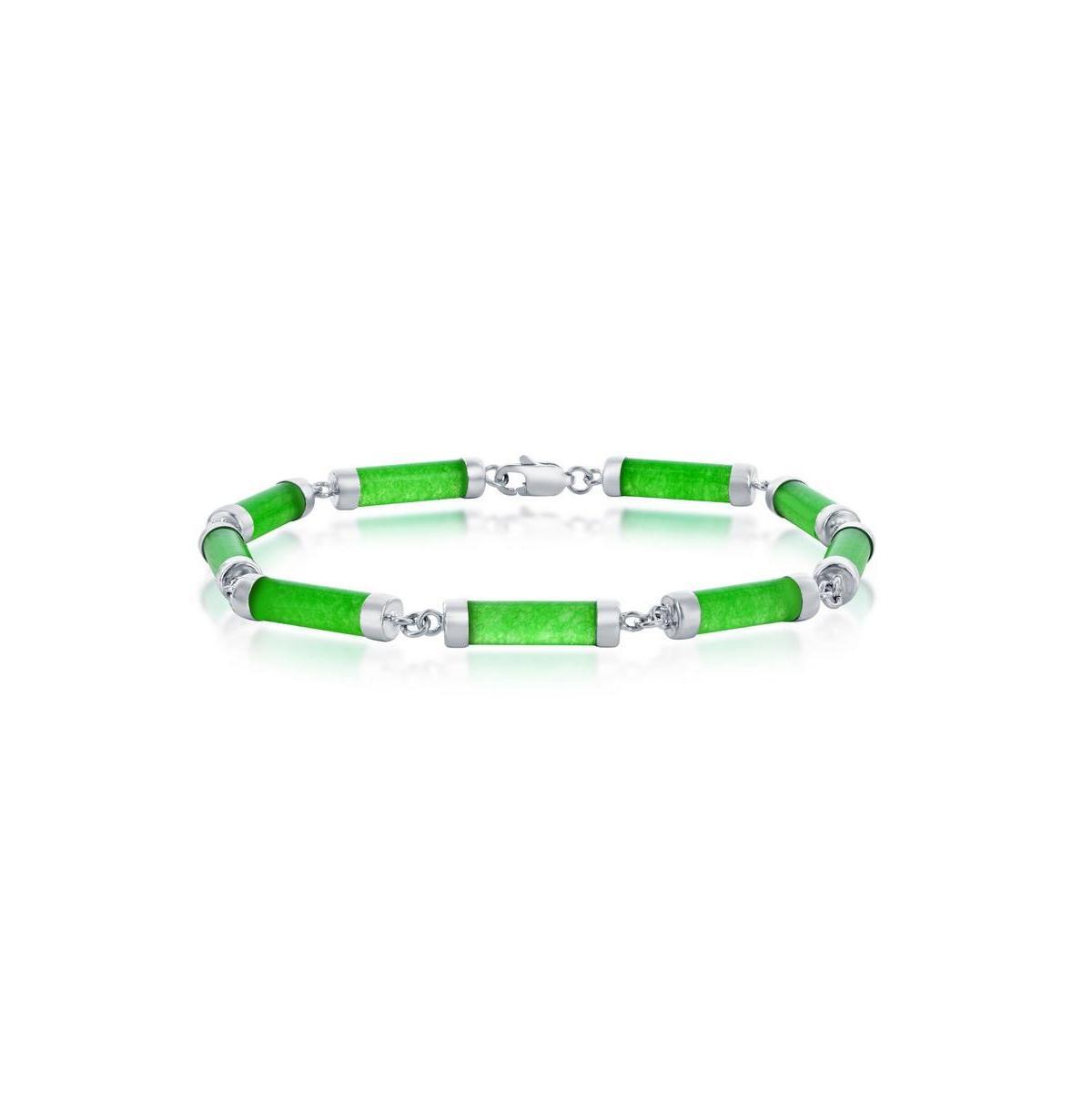 Argento Bella Sterling Silver Green Quartz Cylinder Link Bracelet, Womens Product Image