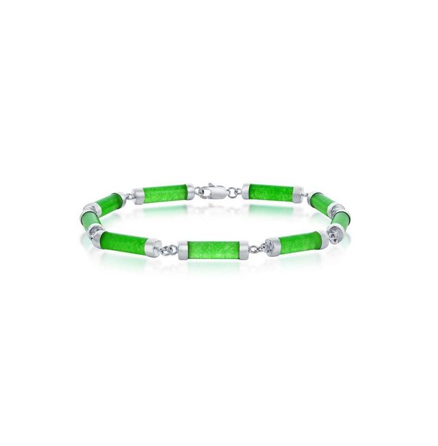 Argento Bella Sterling Silver Green Quartz Cylinder Link Bracelet, Womens Product Image