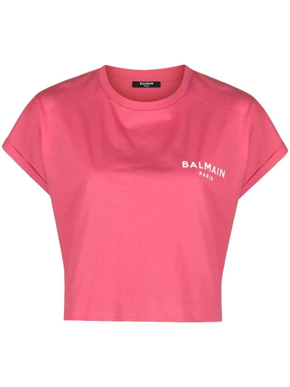 Cropped-t-shirt Mit Logo-print In Pink Product Image