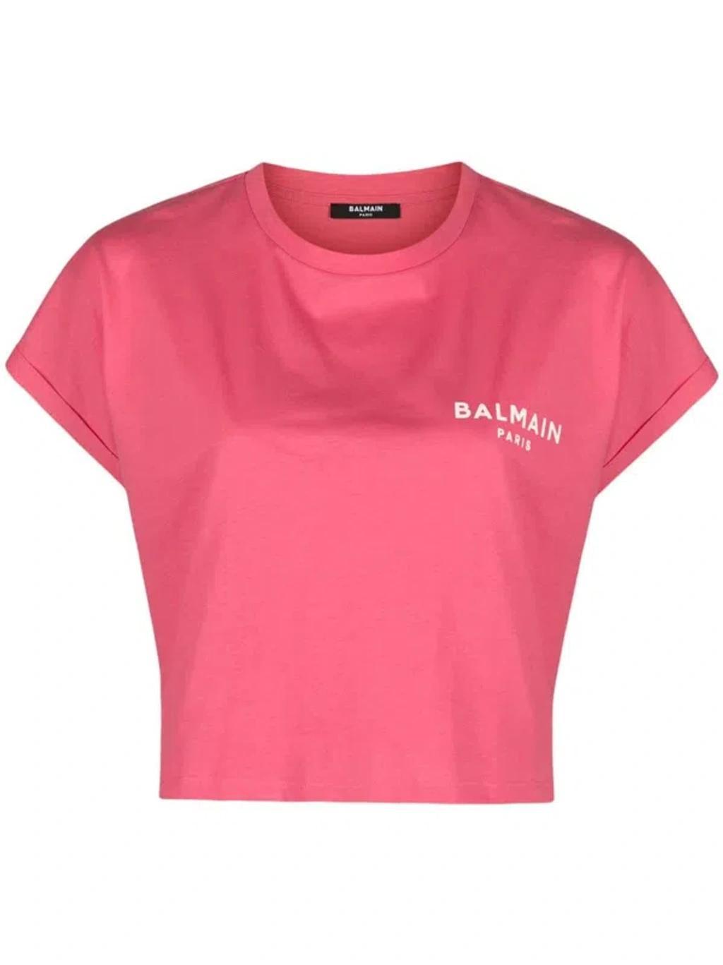 Cropped-t-shirt Mit Logo-print In Pink Product Image