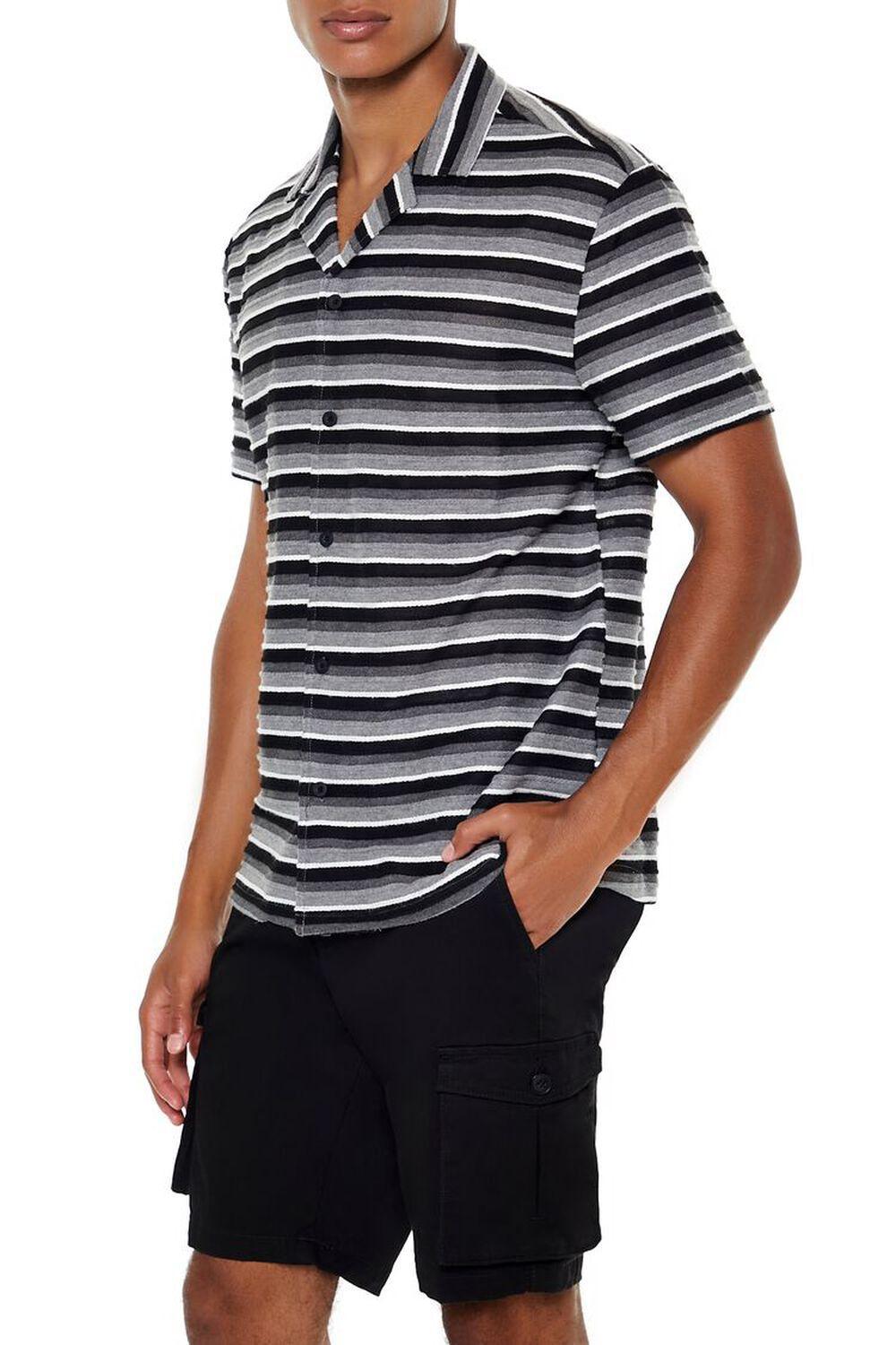 Striped Velour Button-Front Shirt | Forever 21 Product Image