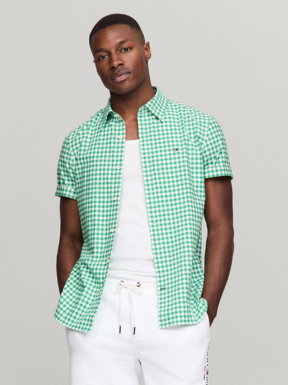 Tommy Hilfiger Men's Regular Fit Gingham Short-Sleeve Oxford Shirt Product Image