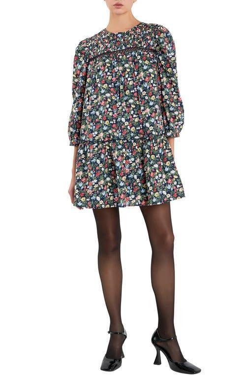 English Factory Floral Pintuck Balloon Sleeve Cotton Minidress Product Image