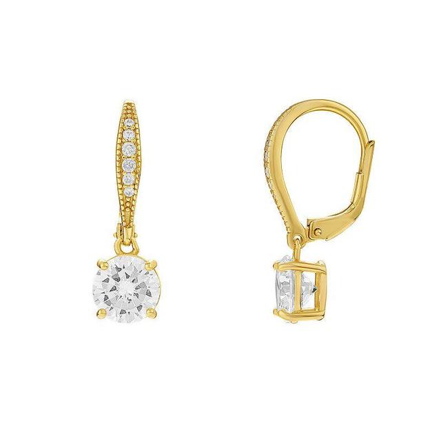 PRIMROSE Sterling Silver Cubic Zirconia Leverback Earrings, Womens, Gold Over Sterling Product Image