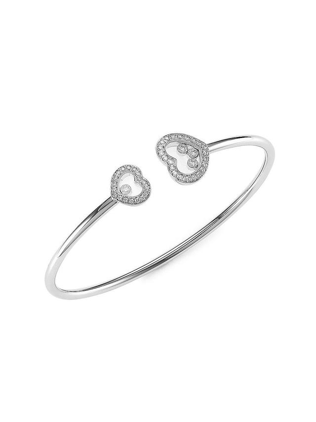 Womens Happy Diamonds 18K White Gold & Diamond Bangle Bracelet Product Image