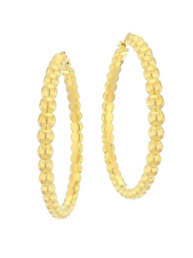 Womens 18K Yellow Gold Beaded Hoop Earrings Product Image