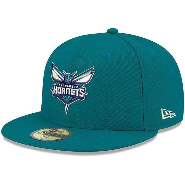 Mens New Era Teal Charlotte Hornets Official Team Color 59FIFTY Fitted Hat Product Image