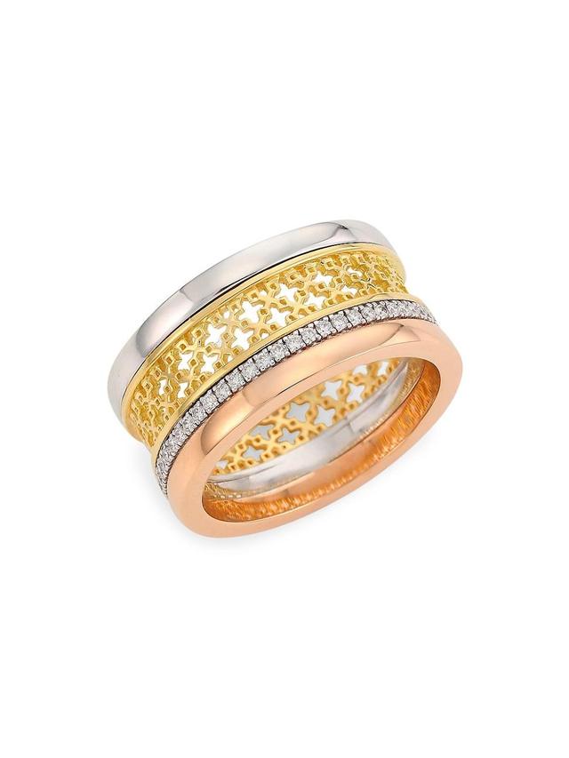 Womens Muse Tri-Tone 18K Gold & Diamond Ring Product Image