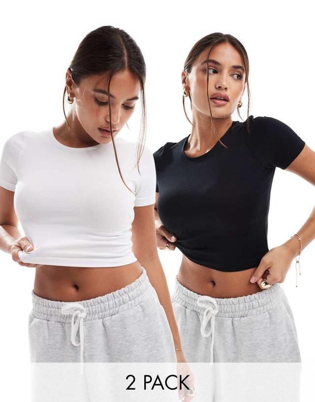 ASOS DESIGN fitted crop t-shirt in 2 pack SAVE Product Image