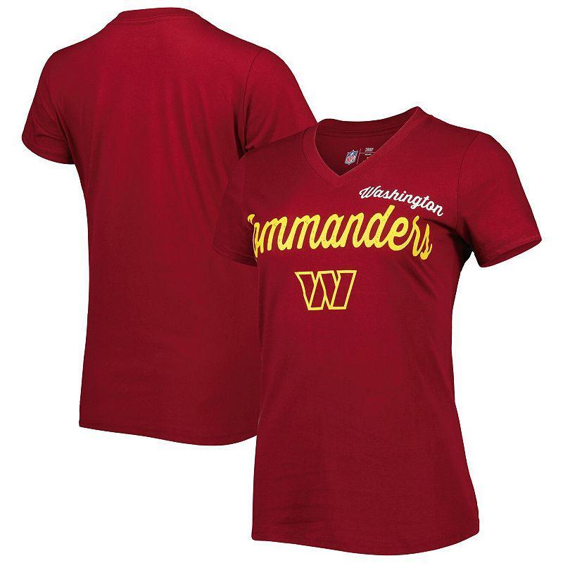 Women's G-III 4Her by Carl Banks Burgundy Washington Commanders Post Season V-Neck T-Shirt Product Image