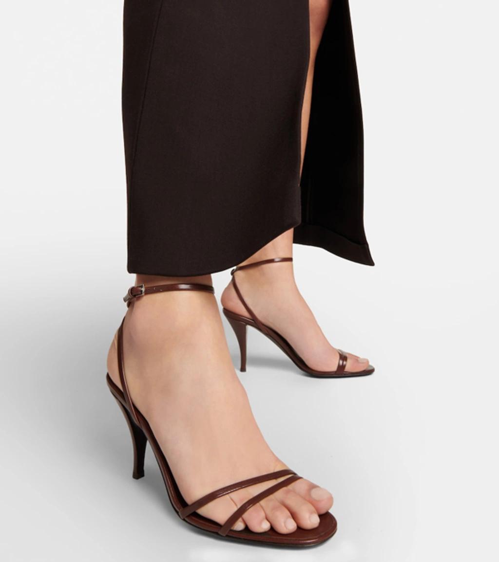 THE ROW Cleo Leather Sandals In Brown Product Image