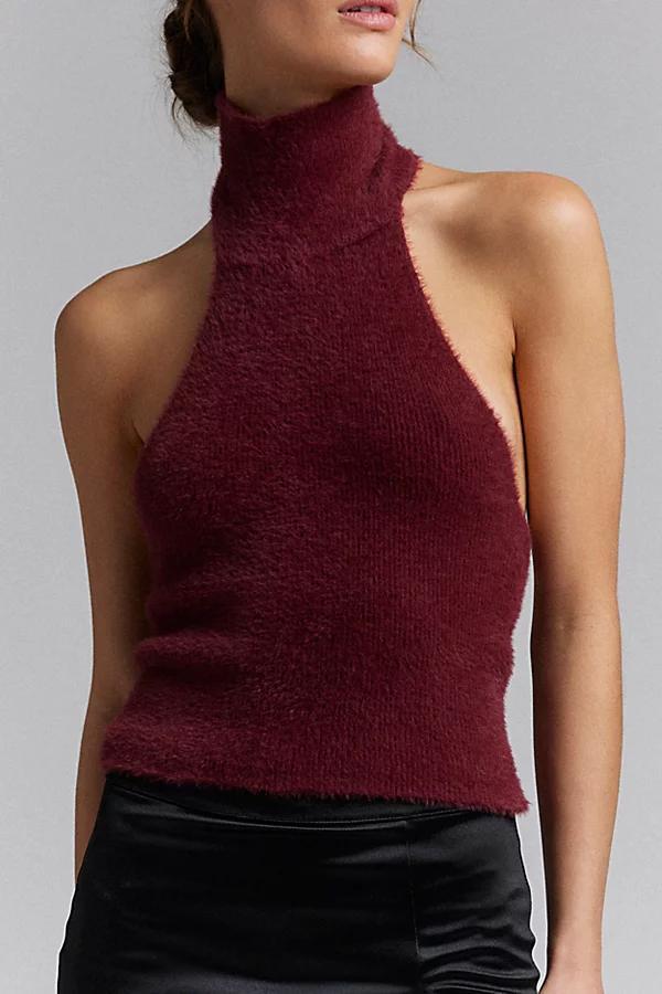 Silence + Noise Selena Eyelash Mockneck Halter Sweater Womens at Urban Outfitters Product Image