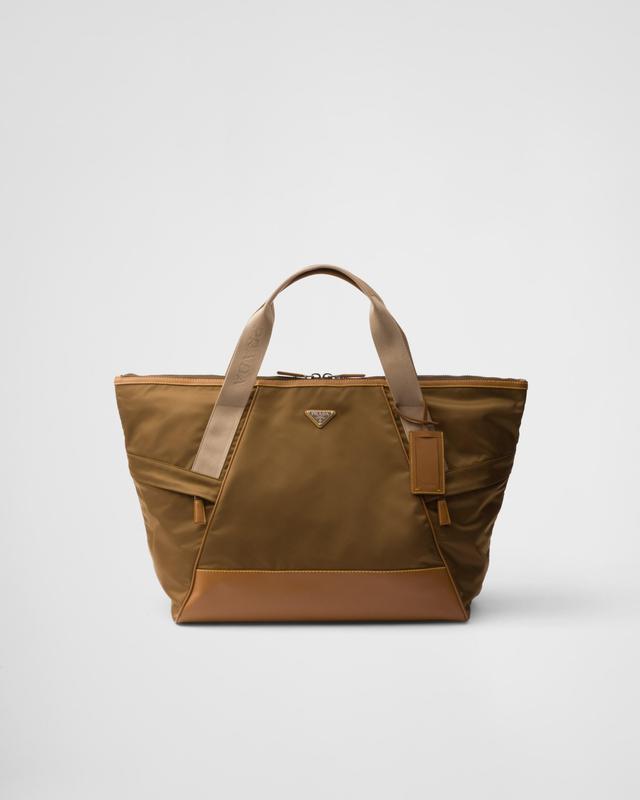 Re-Nylon and leather duffel bag Product Image