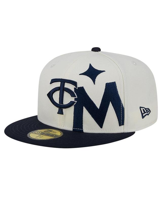 New Era Mens Cream Minnesota Twins Lonestar 59FIFTY Fitted Hat - Cream, Navy Product Image