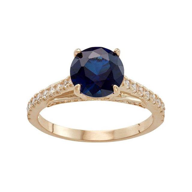 Designs by Gioelli 10k Gold Lab-Created Blue & White Sapphire Ring, Womens Product Image