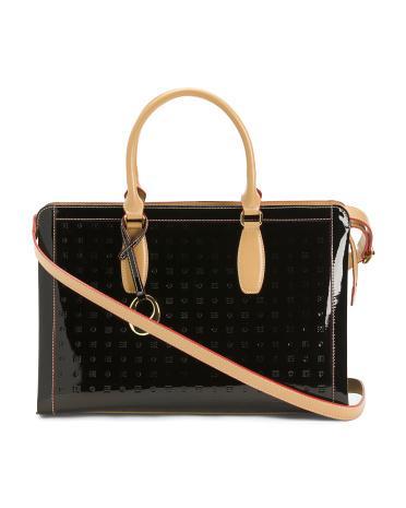 Leather Satchel With Vachetta Trim And Double Handle for Women Product Image