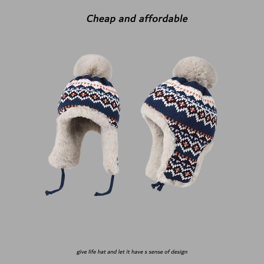 Pom Pom Pattern Trapper Hat Product Image