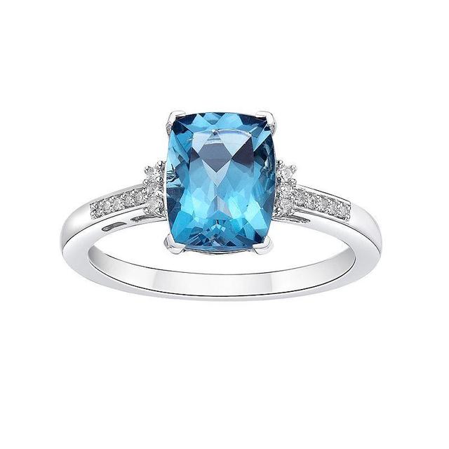 Gemminded 10k White Gold London Blue Topaz & Diamond Accent Ring, Womens 10k Whgold Product Image