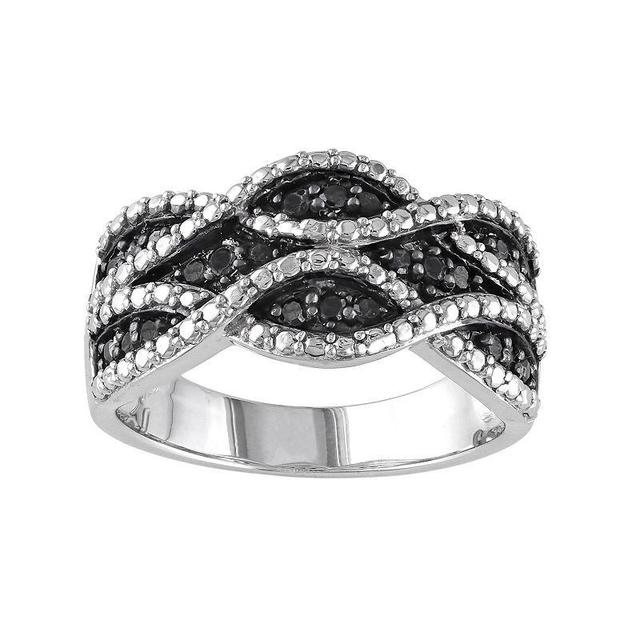 Stella Grace Sterling Silver .22-ct. T.W. Black Diamond Woven Ring, Womens Product Image