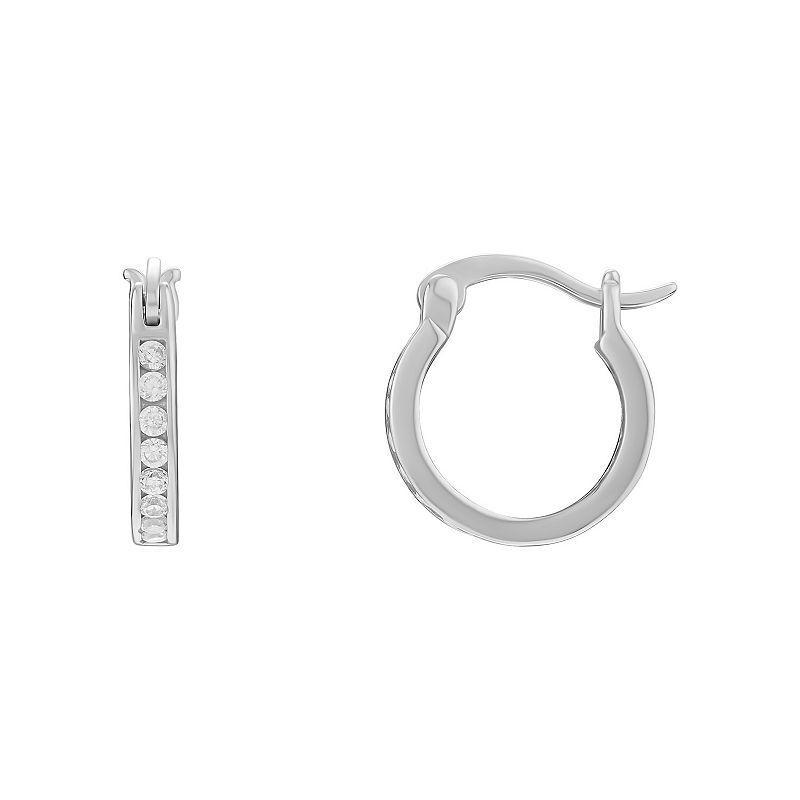 PRIMROSE Sterling Silver Cubic Zirconia Huggie Hoop Earrings, Womens Product Image