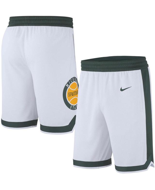 Mens Nike White Michigan State Spartans Retro Replica Basketball Shorts Product Image