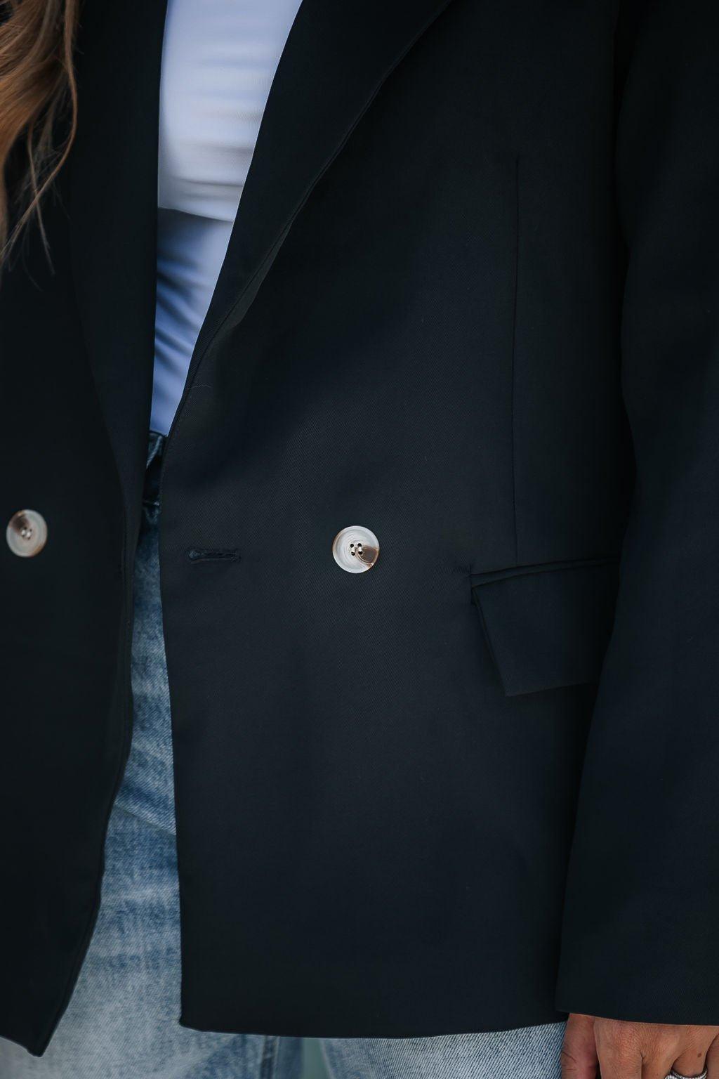 Detailed Button Sleeve Blazer - Black - FINAL SALE Product Image