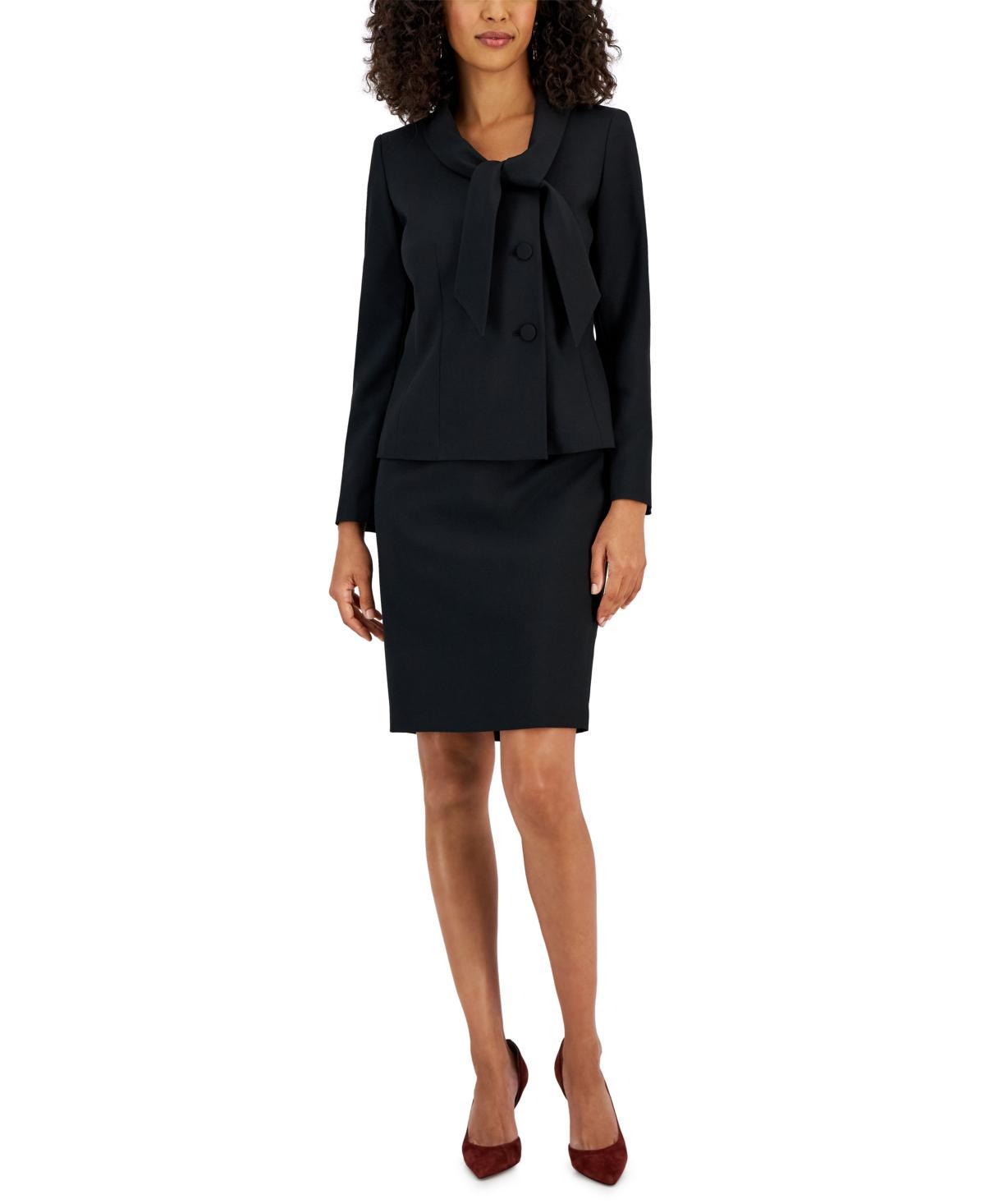 Le Suit Womens Crepe Three-Button Tie-Collar Jacket & Slim Pencil Skirt Suit Product Image