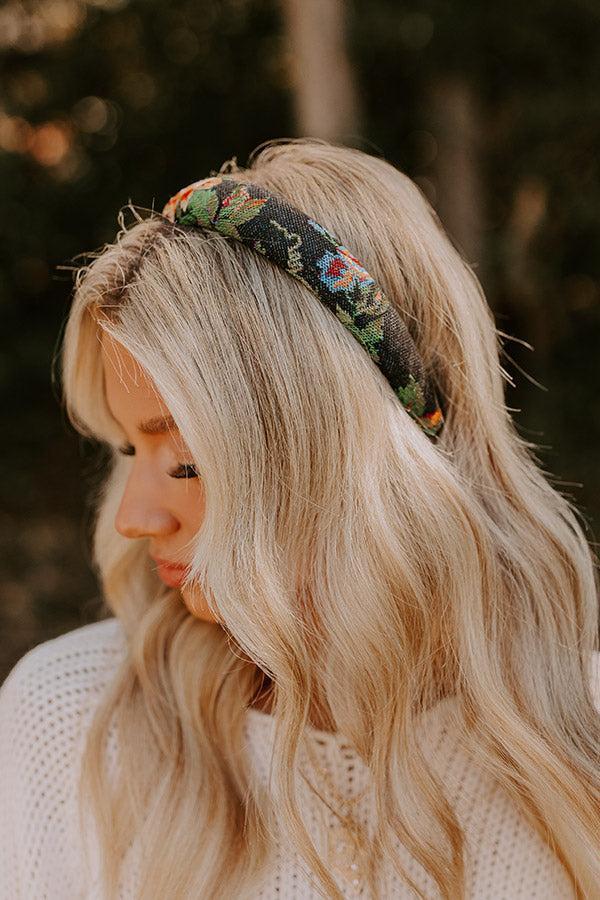 For The Love Of Floral Headband in Black Product Image