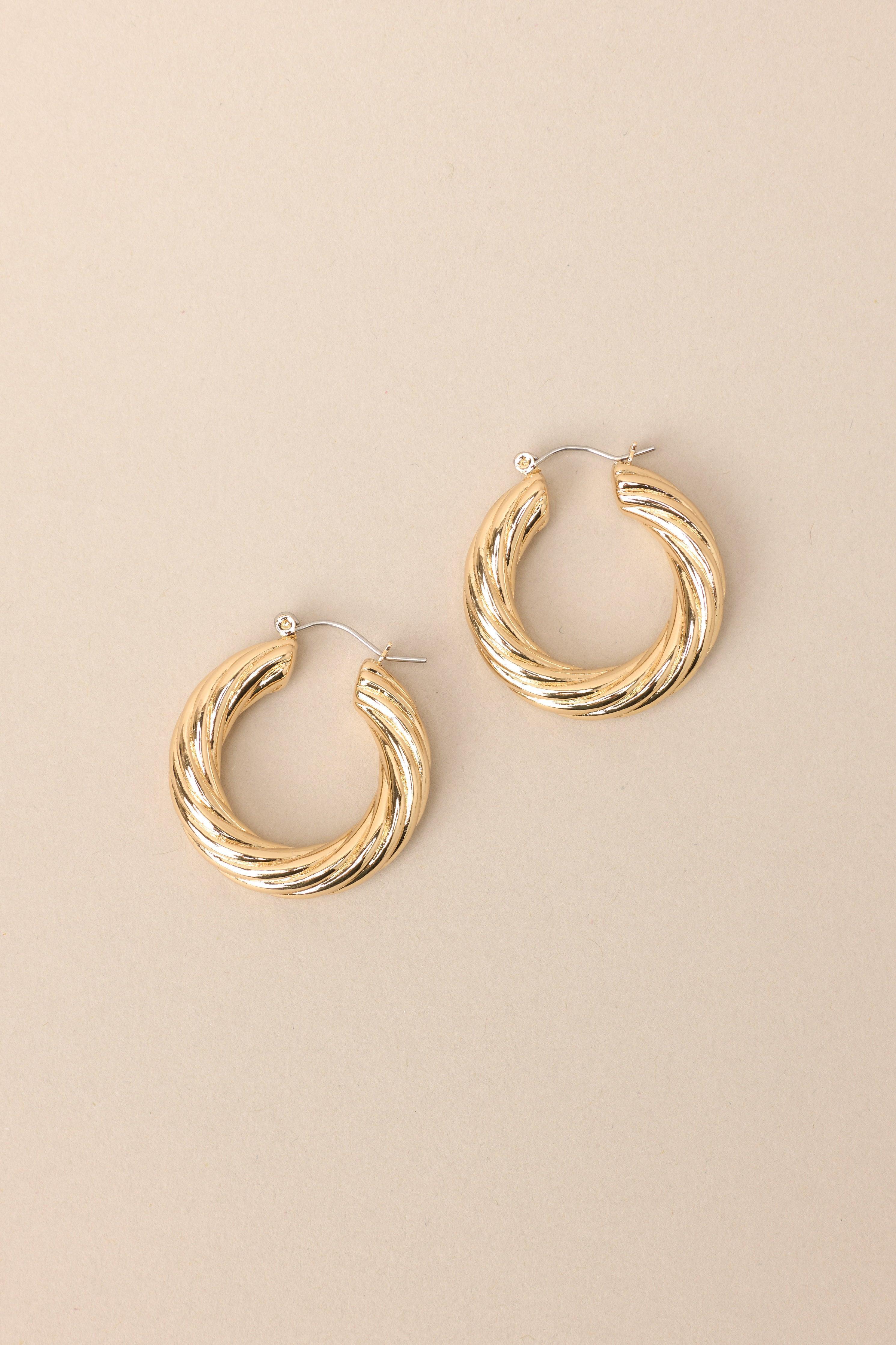 To Be Alive Twisted Gold Hoop Earrings Product Image