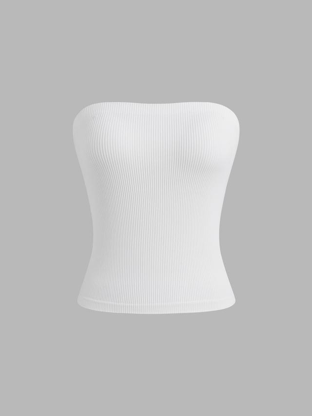 Seamless Rib Solid Tube Top Product Image