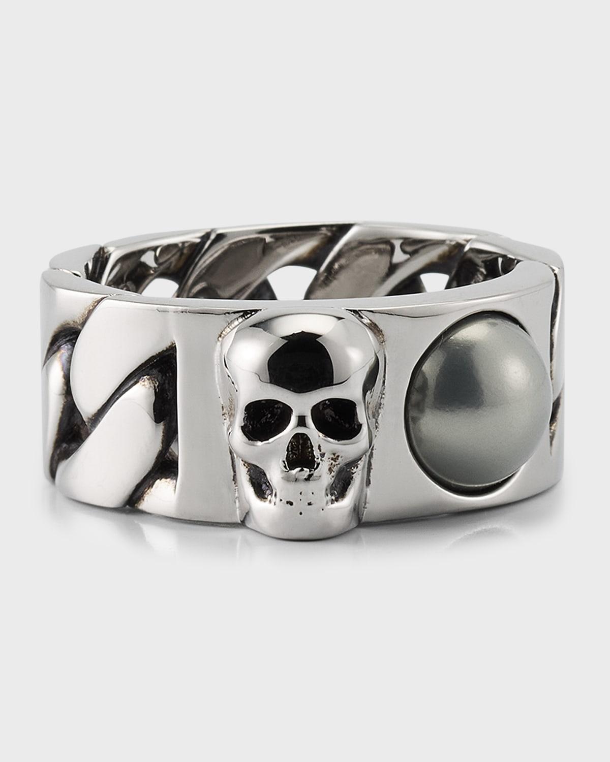 Mens Skull & Pearl Ring Product Image