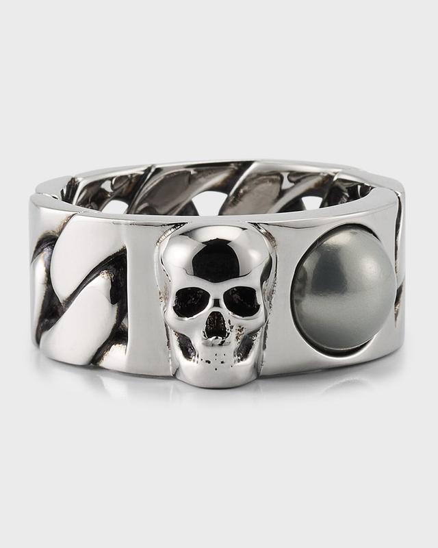 Alexander McQueen Skull & Imitation Pearl Ring Product Image